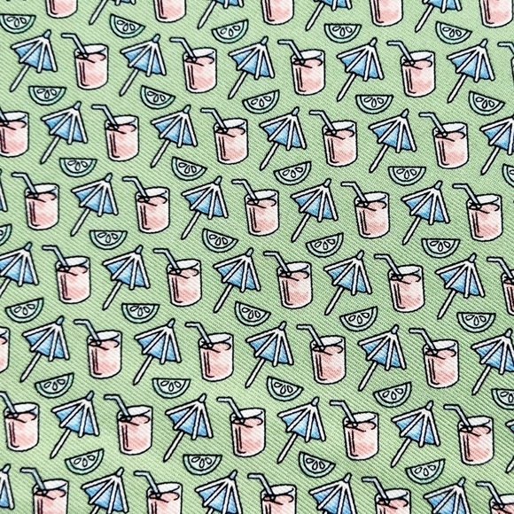 Vineyard Vines Silk Sash Pastel Green Cocktail Head Scarf Hair Tie Belt Pink EUC
